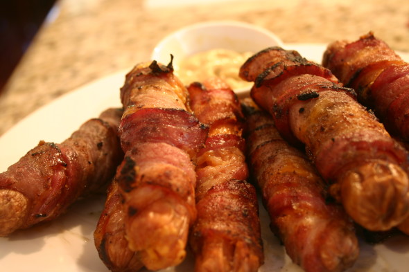 Low Carb Bacon Wrapped Stuffed Cheese Hotdogs 004